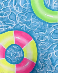 colorful pool scene painting