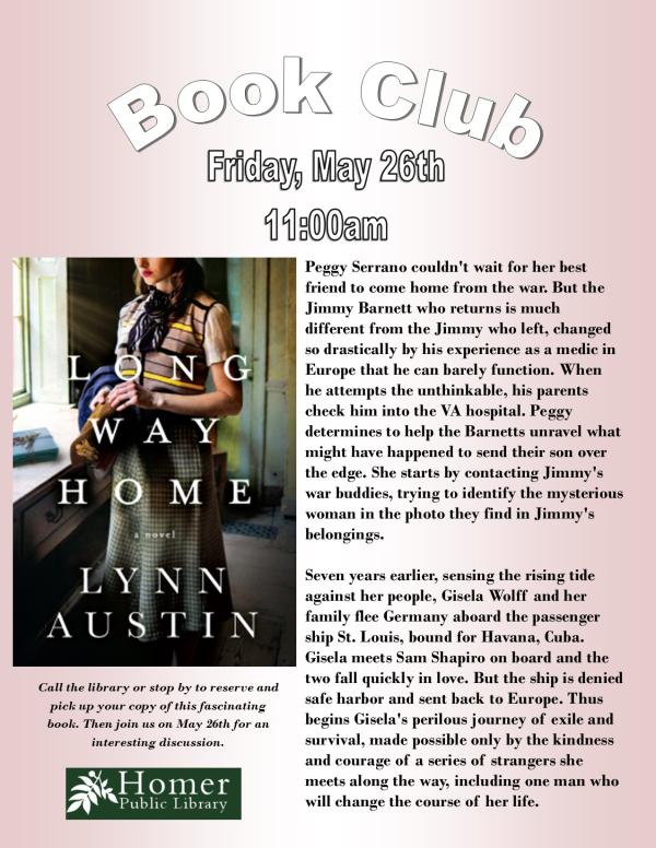 Book Club, "Long Way Home" by Lynn Austin - Friday, May 26th at 11am