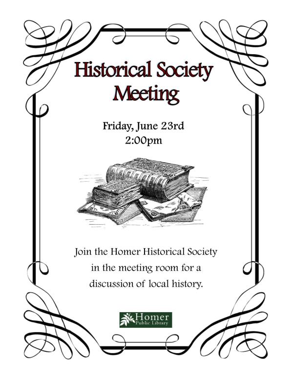 Historical Society Meeting - Friday June 23rd at 2pm