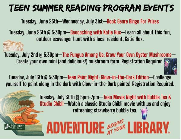 Teen Summer Reading 2024 - Teen Paint Night: Glow-in-the-Dark Edition - Tuesday, July 16th at 5:30pm - Challenge yourself to paint along in the dark with Glow-in-the-Dark paints! Registration Required.